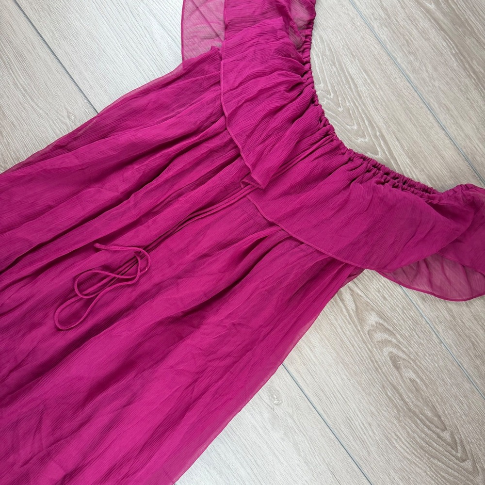 Miguelina Womens Dress Teresa Crinkle Silk Chiffon Berry L